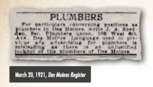 1921 Plumbers Wanted
